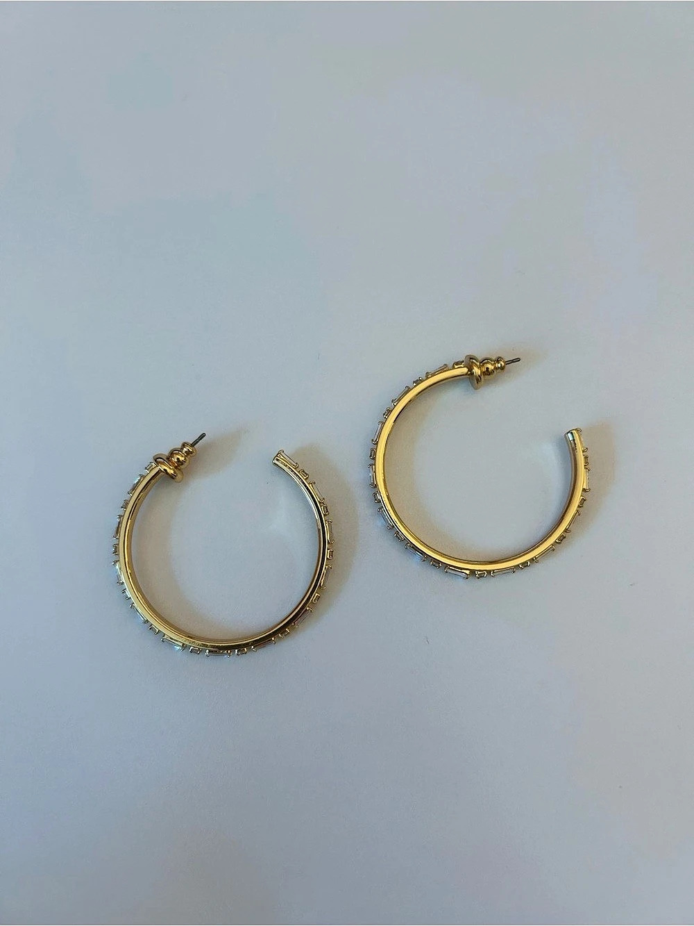 Gold-Tone Textured Hoop Earrings Like New